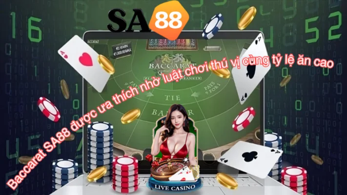 Trò chơi Baccarat SA88 được ưa thích nhờ luật chơi thú vị cùng tỷ lệ ăn cao